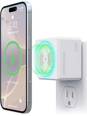 HyperGear MaxCharge White 3-in-1 Magnetic Wireless Wall Charger USB C GaN